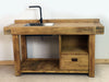 Mini Cucina stile COUNTRY / INDUSTRIAL in legno massello con lavello e miscelatore inclusi 180x70xh85 cm