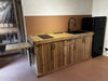 Mini Cucina in stile RUSTICO mod. VENETO con tavolo a ribalta piano cottura lavello e miscelatore inclusi 200+60x65xh90cm tutto legno massello