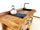 Mini Cucina stile COUNTRY / INDUSTRIAL in legno massello completa di lavello e miscelatore e piano cottura inclusi 160x65xh90 cm