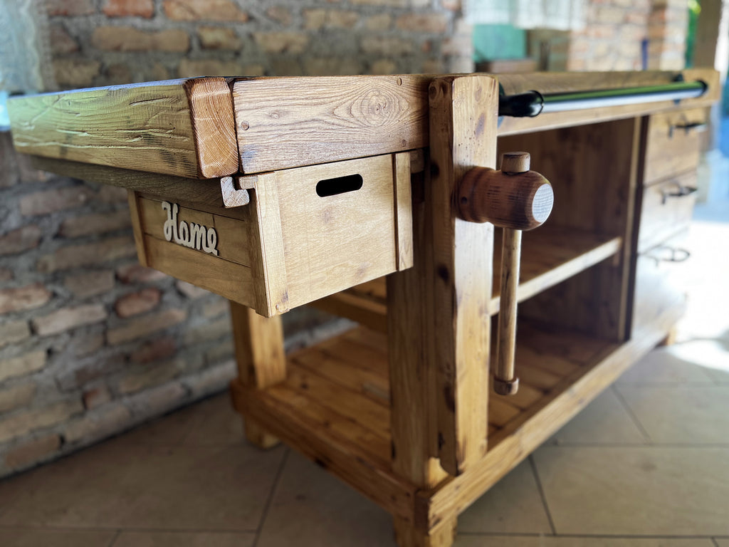Mini cucina accessoriata modello MARVIN stile INDUSTRIAL in legno massello + alzatina + mensola misure 180x60xh90cm