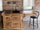 Mini Cucina modello MARIE stile COUNTRY / INDUSTRIAL in legno massello con tavolo a ribalta completa di lavello miscelatore piano cottura inclusi 120+60x70xh90 cm
