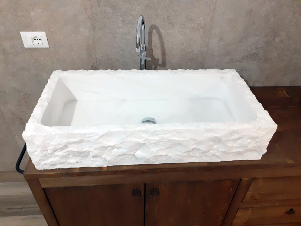 Mobile bagno stile COUNTRY mod. Mirano in legno massello Lavabo in pietra bianca OPZIONALE misure 160x60xh80+20cm