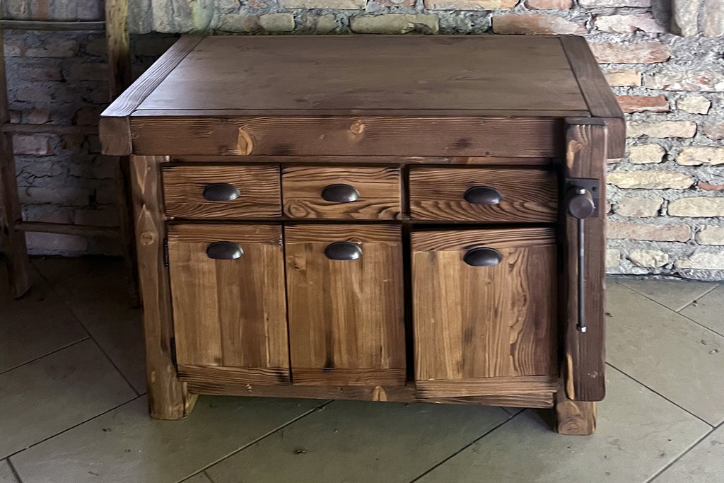 Mobile bagno stile INDUSTRIAL mod. Valentina in legno massello + Lavabo in pietra e rubinetto specchio e porta rotolo opzionali misure 110x60xh72+15cm