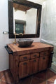 Mobile bagno stile INDUSTRIAL mod. Valentina in legno massello + Lavabo in pietra e rubinetto specchio e porta rotolo opzionali misure 110x60xh72+15cm