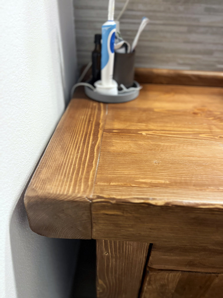 Mobile arredo Bagno con lavabo in pietra rubinetto specchiera mod. SILVIA stile BANCO FALEGNAME 180x50xh72cm legno massello LUCI OPZIONALI