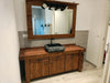 Mobile arredo Bagno con lavabo in pietra rubinetto specchiera mod. SILVIA stile BANCO FALEGNAME 180x50xh72cm legno massello LUCI OPZIONALI