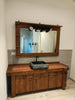 Mobile arredo Bagno con lavabo in pietra rubinetto specchiera mod. SILVIA stile BANCO FALEGNAME 180x50xh72cm legno massello LUCI OPZIONALI