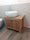 Mobile bagno di DESIGN Obliquo in legno massello Lavabo ovale in pietra bianca OPZIONALE misure 80x50xh70+20cm