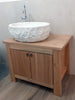 Mobile bagno di DESIGN Obliquo in legno massello Lavabo ovale in pietra bianca OPZIONALE misure 80x50xh70+20cm