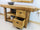 Carpenter style bench for bathroom furniture solid wood natural finish optional mirror and sink 160x63h86cm CUSTOM MADE