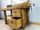 Carpenter style bench for bathroom furniture solid wood natural finish optional mirror and sink 160x63h86cm CUSTOM MADE