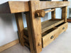 Banco stile Falegname per arredo bagno legno massello finitura naturale e lavabo opzionale 170x60h80cm SU MISURA