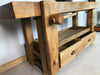 Banco stile Falegname per arredo bagno legno massello finitura naturale e lavabo opzionale 170x60h80cm SU MISURA