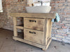 Mobile bagno stile Banco da Falegname GRIGIO SHABBY in legno massello + Lavabo e rubinetto misure 120x55xh80+15cm