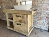 Mobile bagno stile Banco da Falegname GRIGIO SHABBY in legno massello + Lavabo e rubinetto misure 120x55xh80+15cm