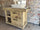 Mobile bagno stile Banco da Falegname GRIGIO SHABBY in legno massello + Lavabo e rubinetto misure 120x55xh80+15cm