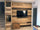 Wooden TV stand wall RUSTIC style frame and covering in solid recycled wood multicolored effect 290x35xh280cm MADE TO MEASURE