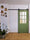 Porta scorrevole con inglesina in vetro stile INDUSTRIAL legno massello verde salvia scorrimento su binario 100xh220 cm spessore 42mm personalizzabile