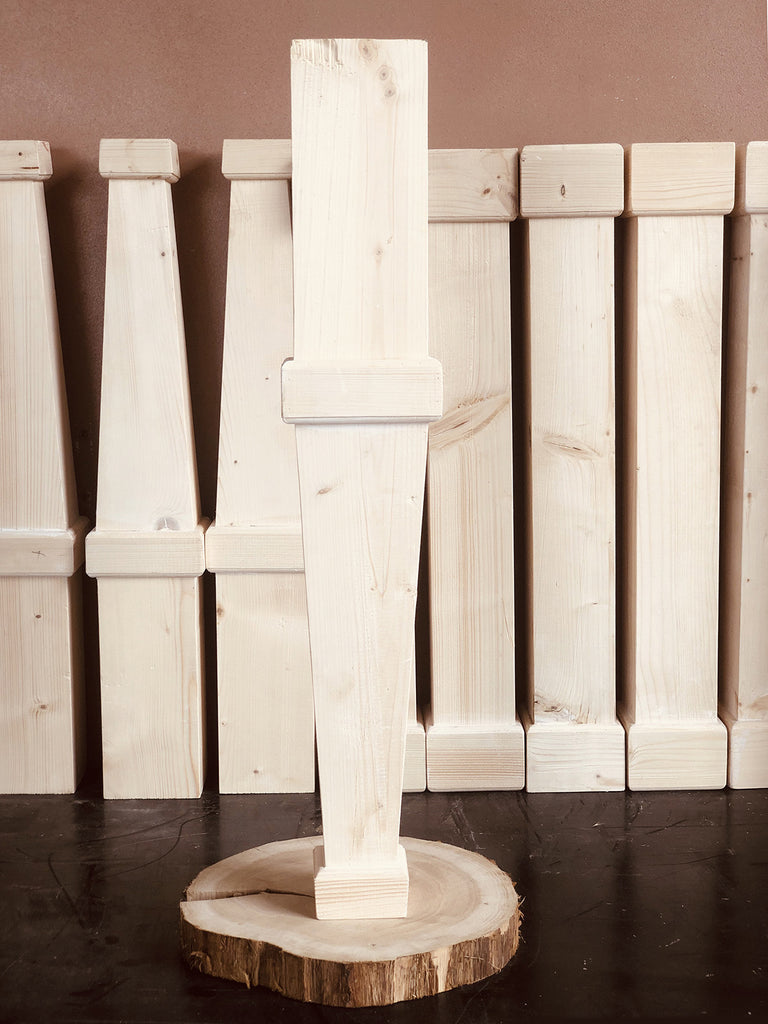 Set di 4 Gambe tavolo a spillo o quadrate in legno massello di abete 11x11xh90 cm personalizzabili e su misura