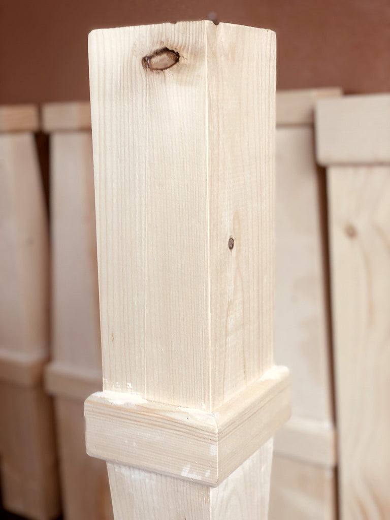 Set di 4 Gambe tavolo a spillo o quadrate in legno massello di abete 11x11xh90 cm personalizzabili e su misura