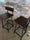 Sgabello alto H. 60/70 cm tipo BAR / PUB Design squadrato con schienale INDUSTRIAL legno massello / telaio in metallo tubolare PERSONALIZZABILE