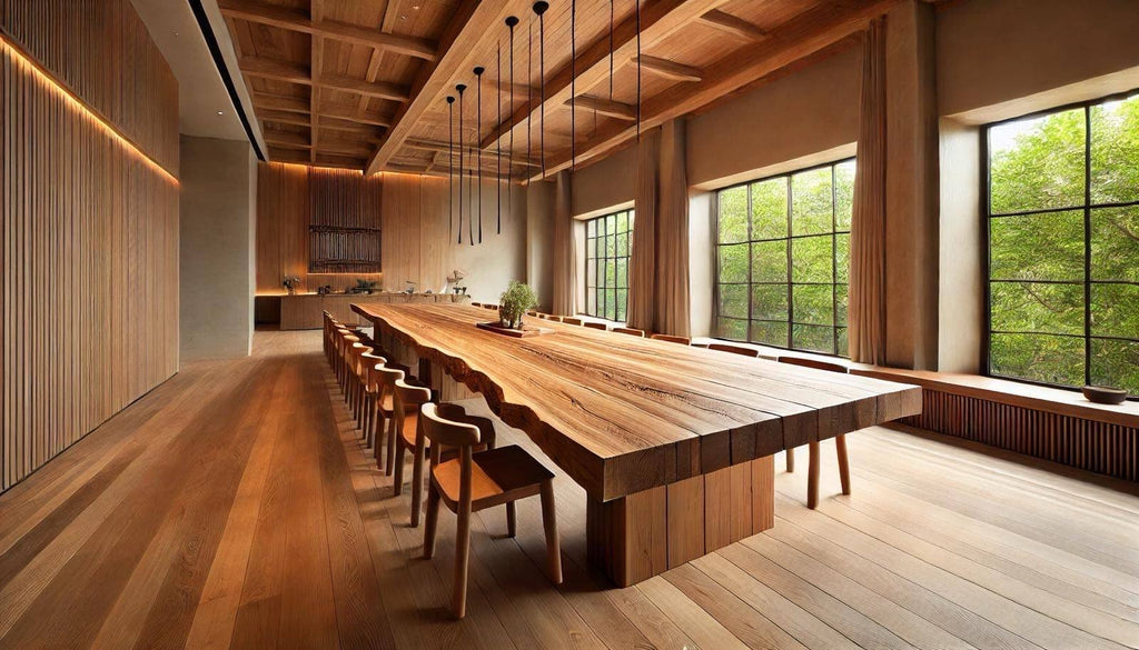 We make to order imposing tables in INDUSTRIAL / COUNTRY style in solid Lebanese Cedar wood 13 cm thick 750x130-170cm