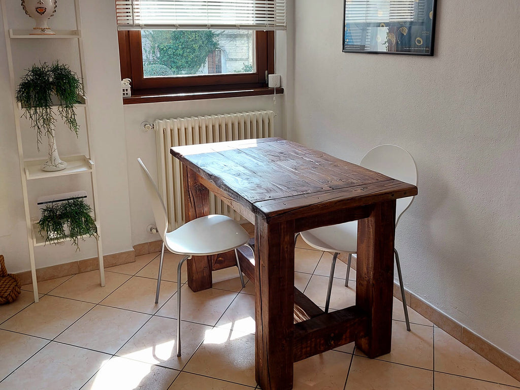 Rustic old style COUNTRY FATTORIA table with a lived-in effect in solid wood 120x70xh78 cm MADE TO MEASURE