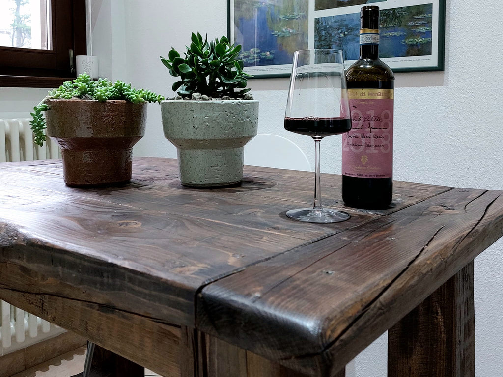 Rustic old style COUNTRY FATTORIA table with a lived-in effect in solid wood 120x70xh78 cm MADE TO MEASURE