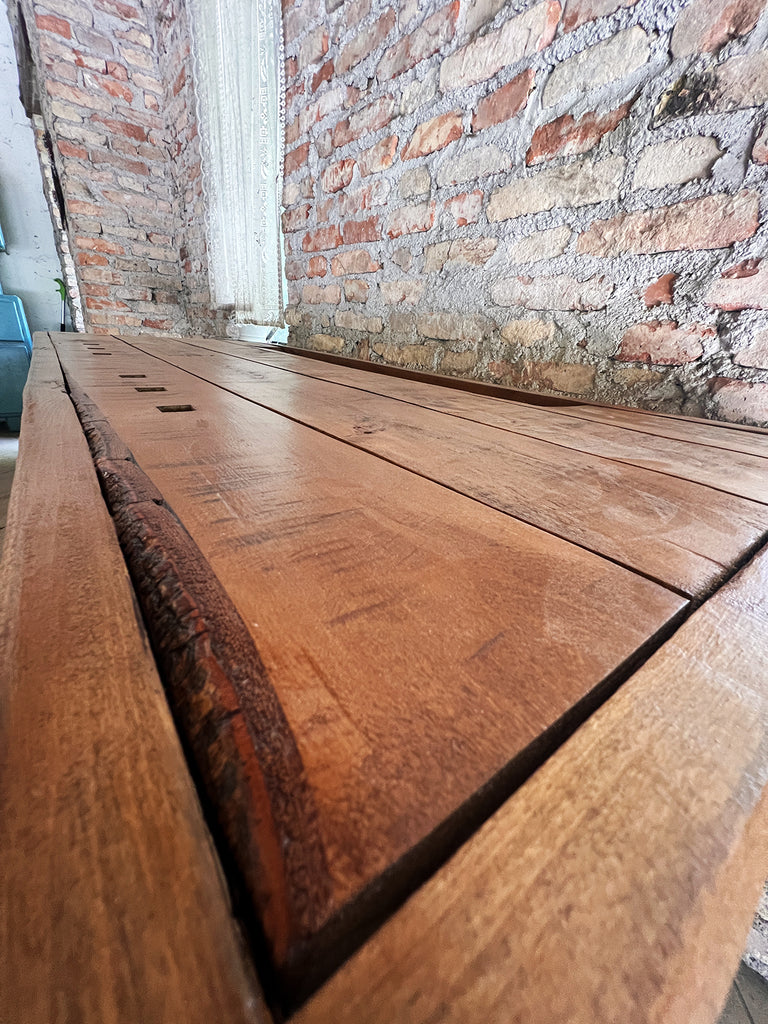 Console for RUSTIC / COUNTRY FATTORIA style kitchen island furniture TUTTO in solid wood with drawers and open shelf 170x50xh93 cm