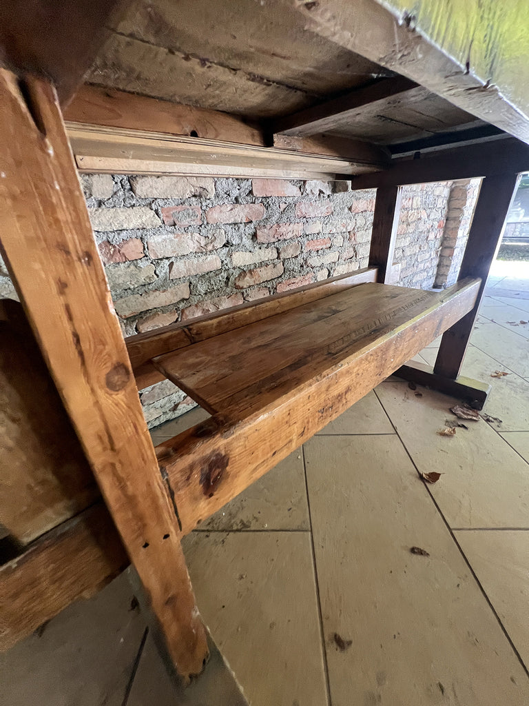 Console for RUSTIC / COUNTRY FATTORIA style kitchen island furniture TUTTO in solid wood with drawers and open shelf 170x50xh93 cm