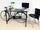 Creazione artigianale tavolo Consolle decorativo stile INDUSTRIAL con struttura in ferro e vetro con bicicletta vintage 200x60xh100 cm