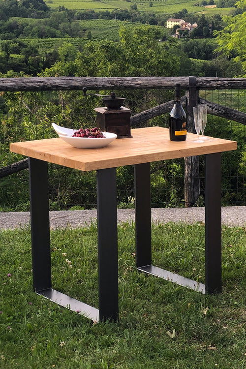 Tavolo da cucina per 2 coperti – Stile INDUSTRIAL RUSTICO | Top in legno massello, struttura in ferro | 120×80×H78 cm
