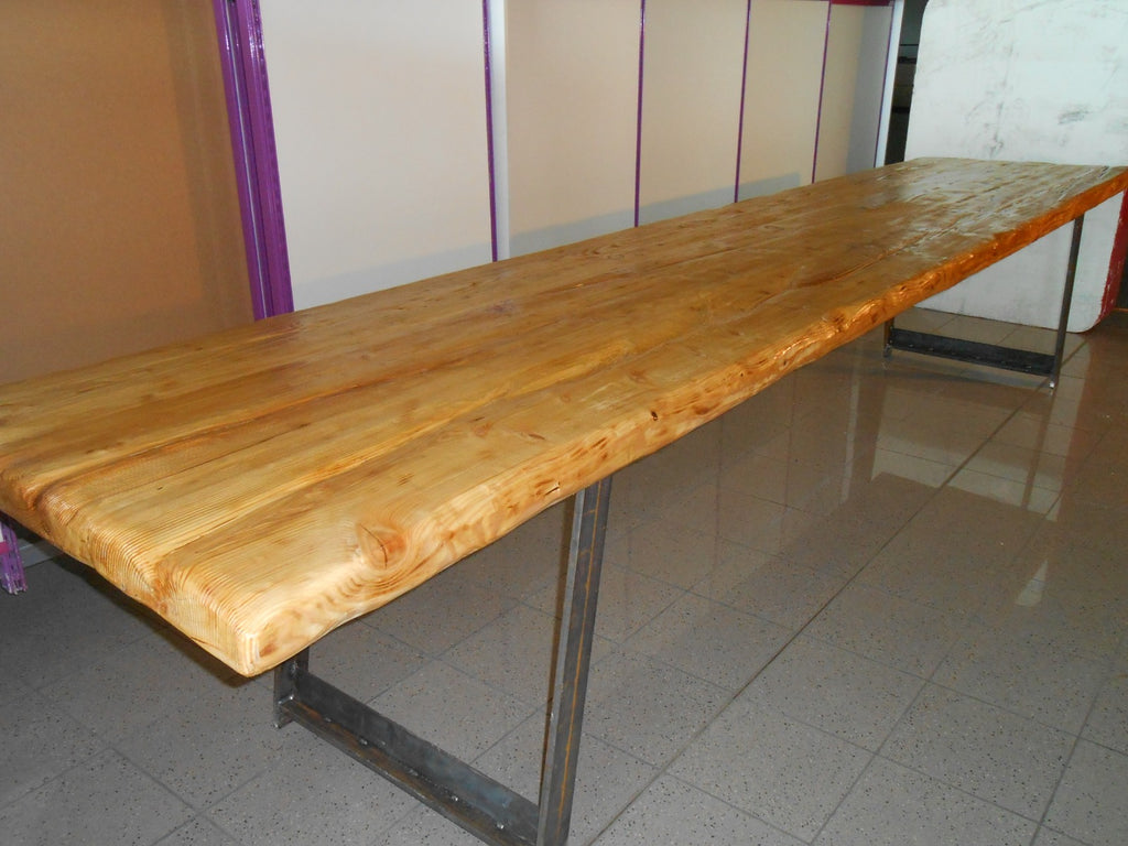 Dining room table, tavern and catering Bar Pub Pubs INDUSTRIAL style solid wood iron legs 400x90xh70 cm