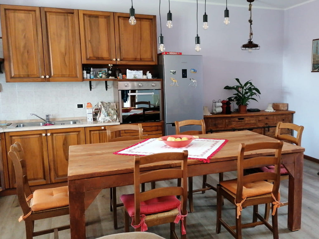 Tavolo rettangolare fisso per cucina e soggiorno stile RUSTICO / COUNTRY FATTORIA legno massello di abete 220x80h80 cm