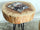 Tavolino rotondo da caffè INDUSTRIAL / RUSTICO in tronco d'albero legno spessore 10-13cm diametro variabile 30/50cm gambe in ferro a pinna