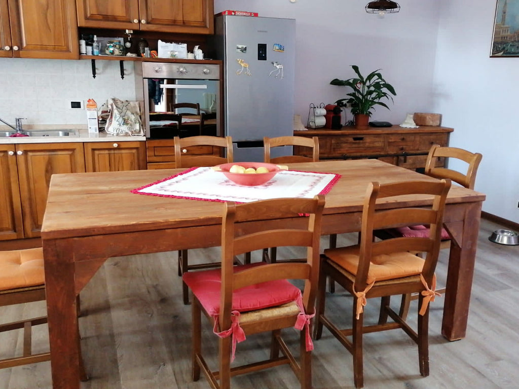 Tavolo rettangolare fisso per cucina e soggiorno stile RUSTICO / COUNTRY FATTORIA legno massello di abete 220x80h80 cm