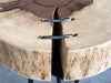INDUSTRIAL / RUSTIC round coffee table in wooden tree trunk, thickness 10-13cm, variable diameter 30/50cm, fin-shaped iron legs
