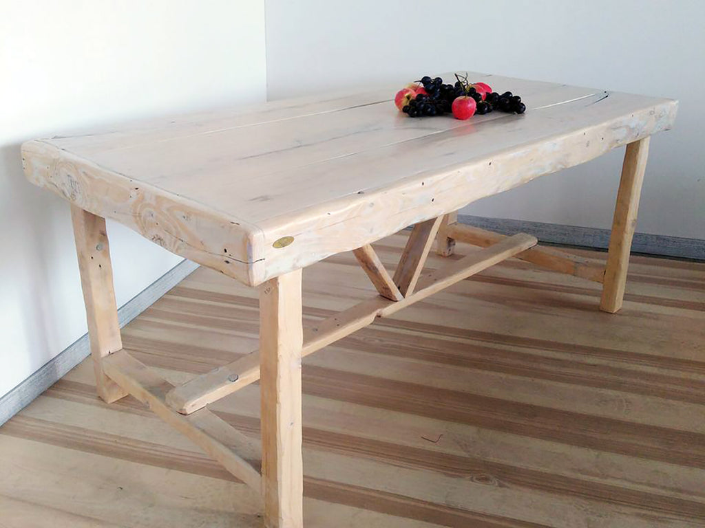RUSTIC style kitchen and living room table white SHABBY solid rustic fir wood 210x80h80 cm