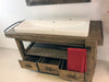 Mobile bagno stile BANCO DA FALEGNAME / INDUSTRIAL legno massello predisposizione lavabo rettangolare grande 156x58xh90 cm