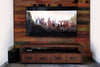 Mobile basso soggiorno salotto porta TV stile INDUSTRIAL legno massello 4 cassetti e vano a giorno 180X45h60 cm