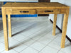 Tavolo rialzato snack isola cucina Consolle stile COUNTRY legno massello 2 cassetti maniglie in Cuoio145x75xh105 cm