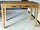 Raised snack table kitchen island COUNTRY style console solid wood 2 drawers leather handles145x75xh105 cm