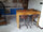 Raised snack table kitchen island COUNTRY style console solid wood 2 drawers leather handles145x75xh105 cm