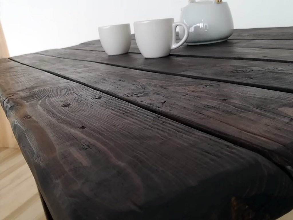 Fixed kitchen / dining room table RUSTIC / COUNTRY FARM style in solid aged fir wood 180x70h80 cm