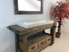Mobile bagno stile BANCO DA FALEGNAME / INDUSTRIAL legno massello predisposizione lavabo rettangolare grande 156x58xh90 cm
