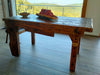 Solid wood BANCO FALEGNAME / INDUSTRIAL style kitchen and dining table with drawer and wooden vice 160x80x80 cm