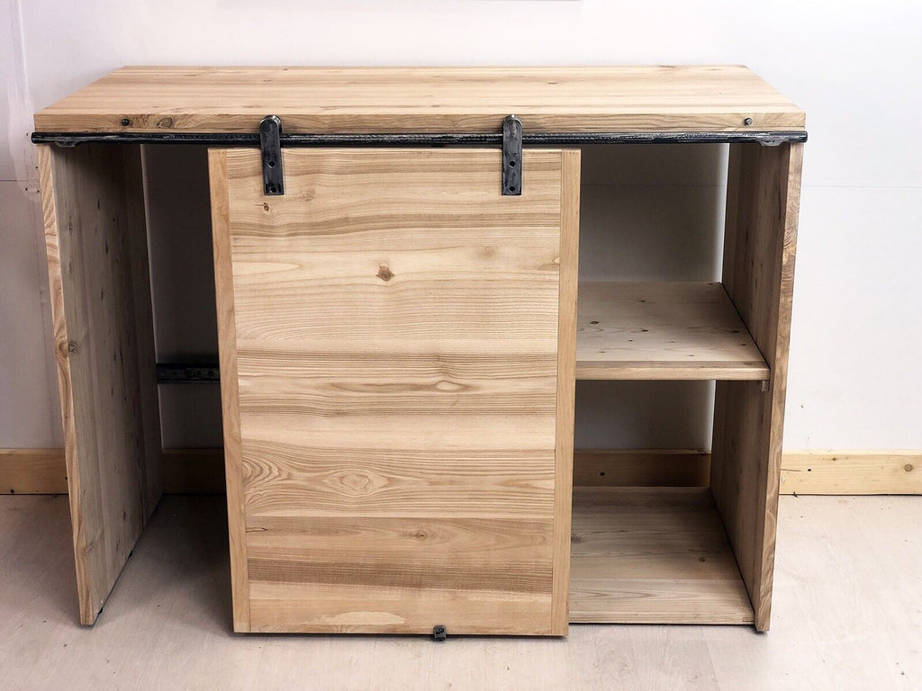 Mobile bagno / lavanderia copri lavatrice stile INDUSTRIAL in legno massello di frassino 120x50h90 cm