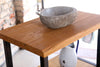 Mobile bagno stile INDUSTRIAL legno massello e ferro lavabo e rubinetto opzionale 80x50xh70 cm