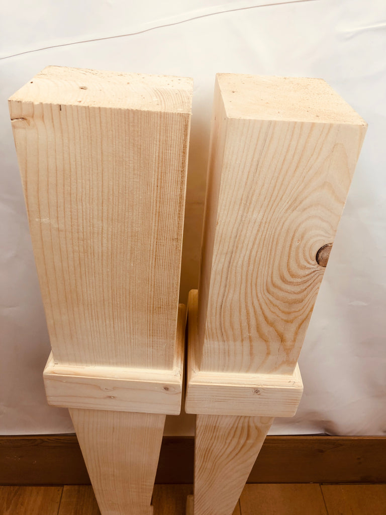 Set di 4 Gambe tavolo a spillo rettangolari in legno massello di abete 14x11xh90 cm personalizzabili e su misura