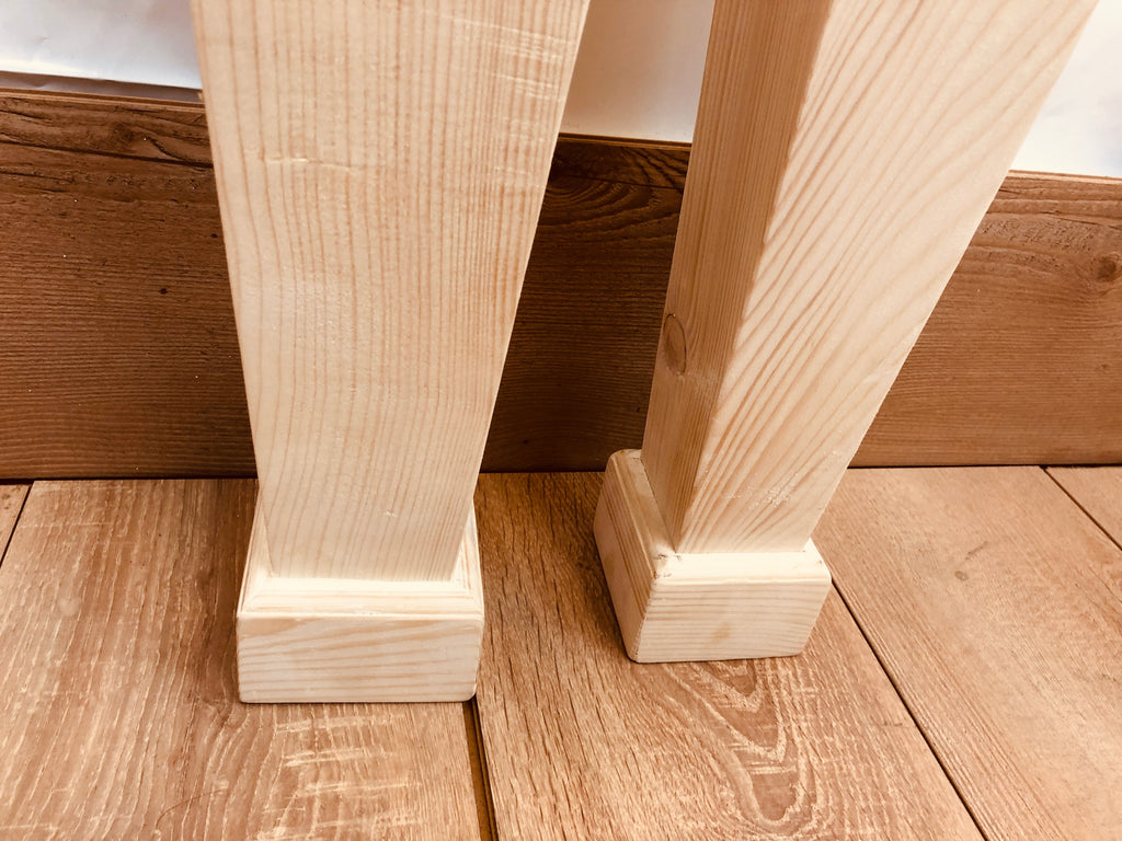 Set di 4 Gambe tavolo a spillo rettangolari in legno massello di abete 14x11xh90 cm personalizzabili e su misura
